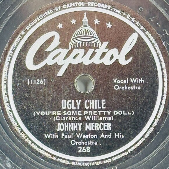 Johnny Mercer With Paul Weston & His Orchestra - Ugly Chile - 268 Capitol 78 RPM - Picture 2 of 4